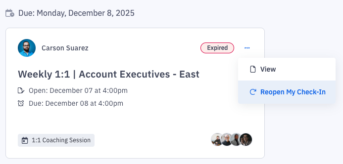 Request to reopen check-ins